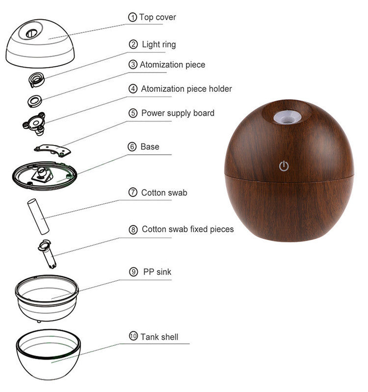 Essential Oil Diffuser 130ML LED Ultrasonic Cool Mist Aroma Air Humidifier USB Air Purifier for Office Home Bedroom Living