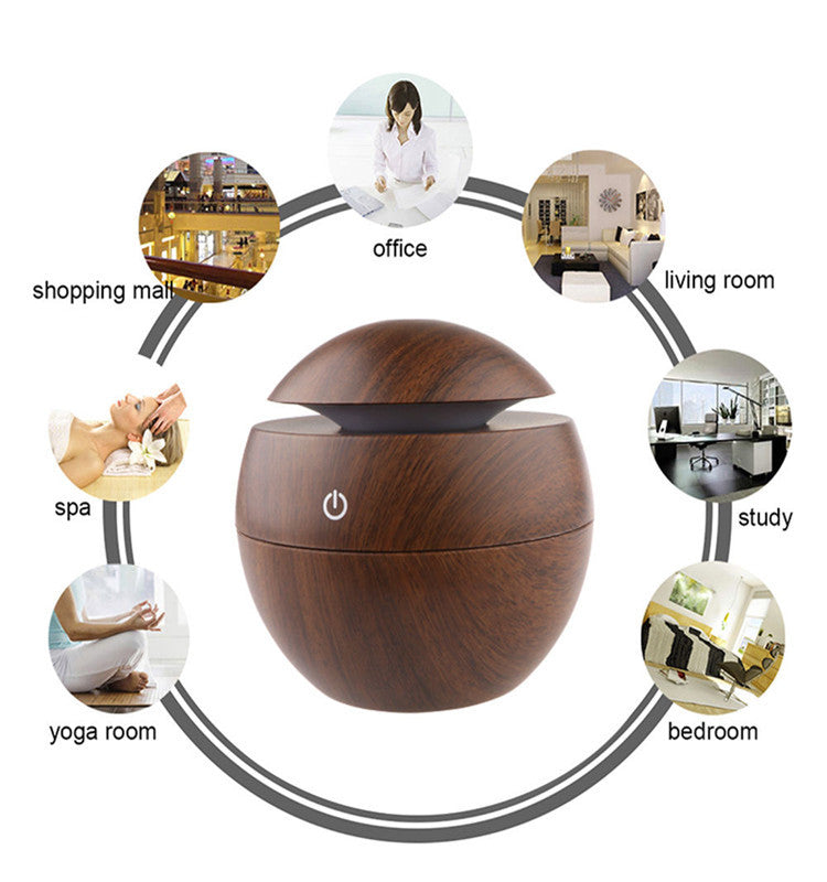 Essential Oil Diffuser 130ML LED Ultrasonic Cool Mist Aroma Air Humidifier USB Air Purifier for Office Home Bedroom Living